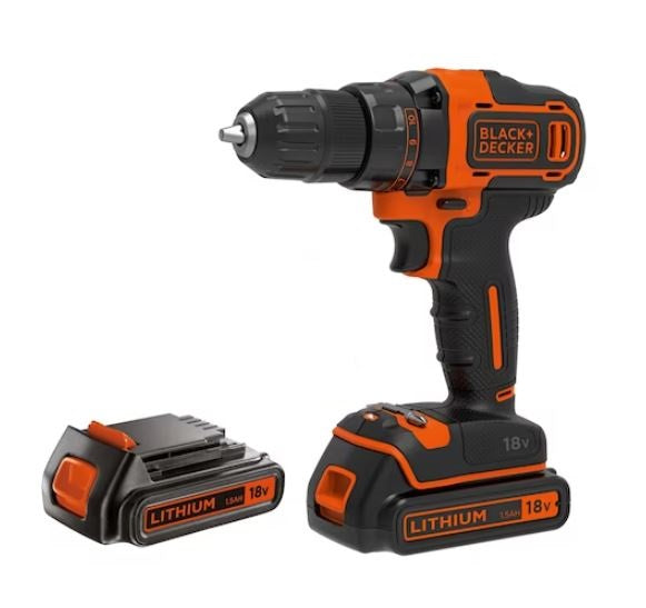 BLACK+DECKER BDCDD186B 2-Gang Akku Bohrschrauber 18V 2x Akkus