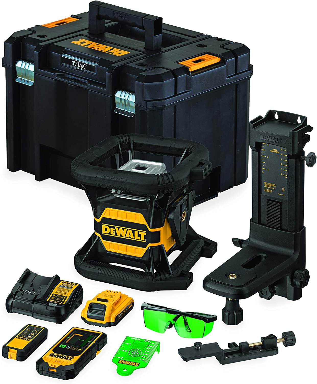 DeWALT DCE080D1GS Rotationslaser Grün 18 Volt 2,0 Ah Li-Ion mit Bluetooth & Zubehör