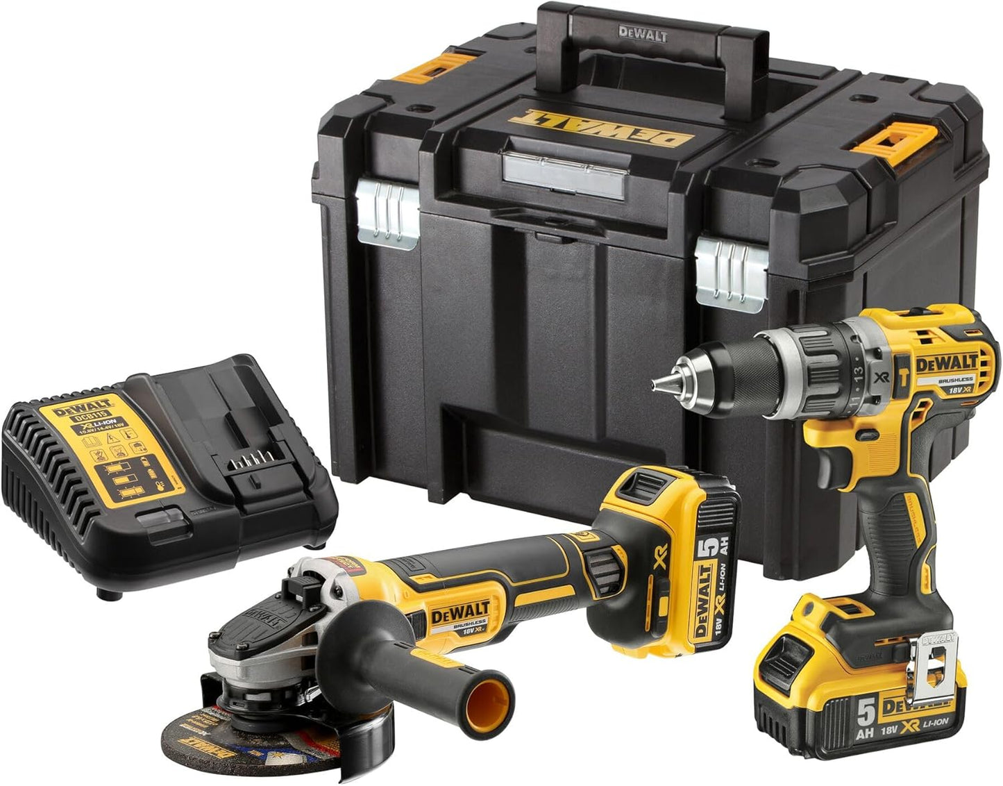 DeWALT DCK2080P2T Akku Schlagbohrschrauber DCD796 Winkelschleifer DCG405 18V 5Ah Koffer