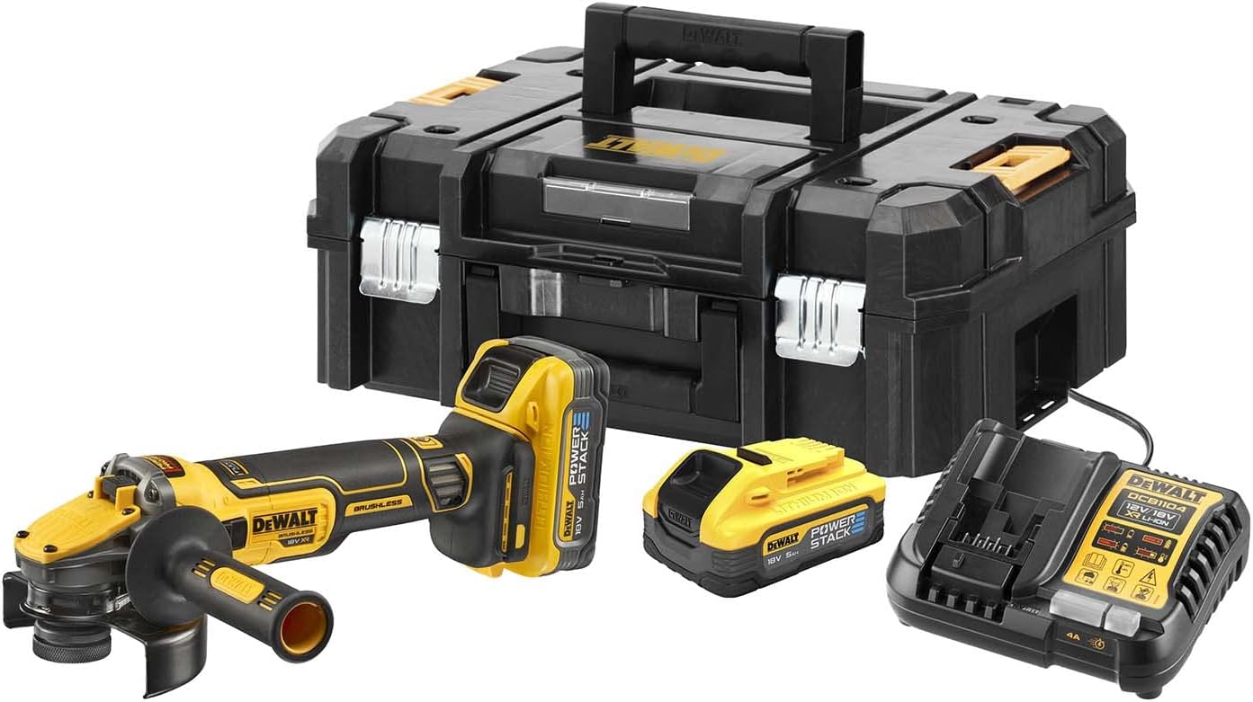 DeWALT DCG409H2T Akku Winkelschleifer Ø125 mm Advantage 18V 5Ah Powerstack bürstenlos - Mit TStak-Box