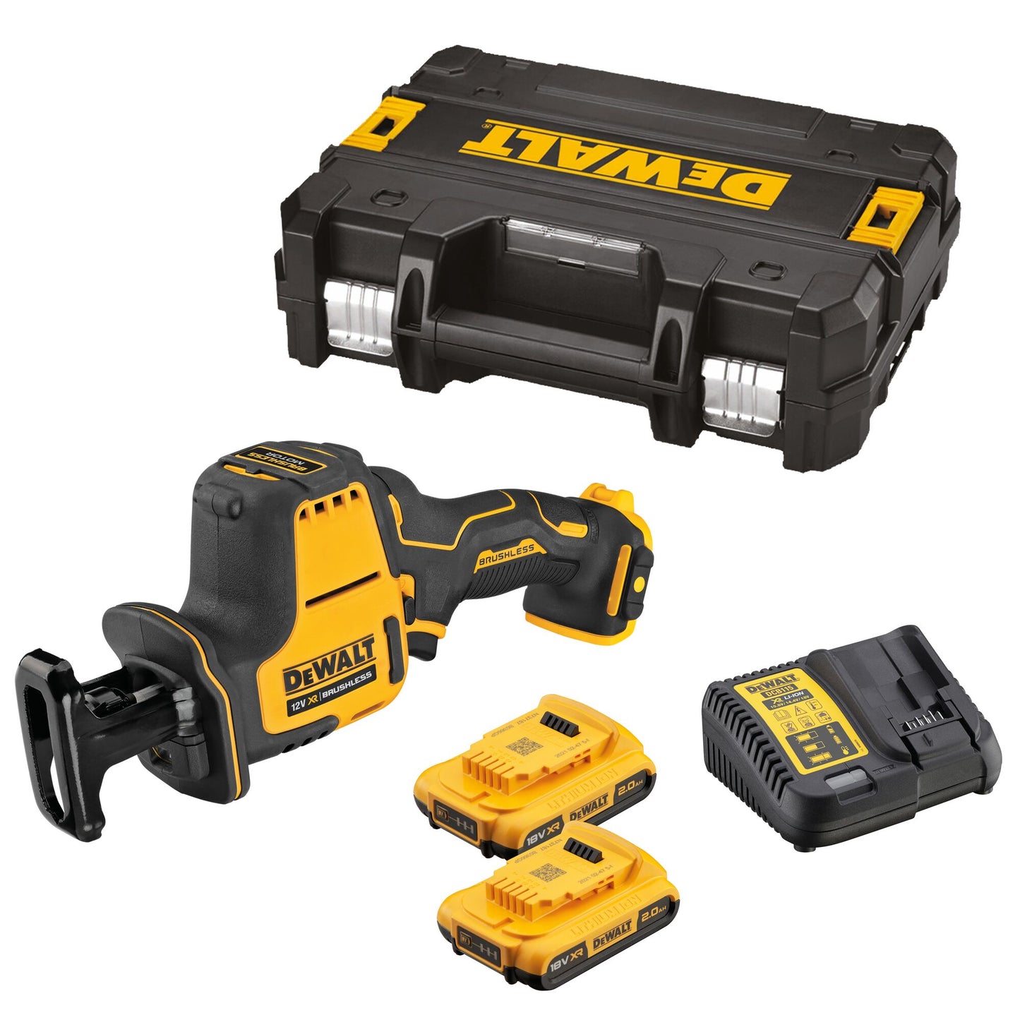 DeWALT DCS312D2 Akku Kompakt Säbelsäge 12V-2Ah bürstenlos mit TSTAK Box II