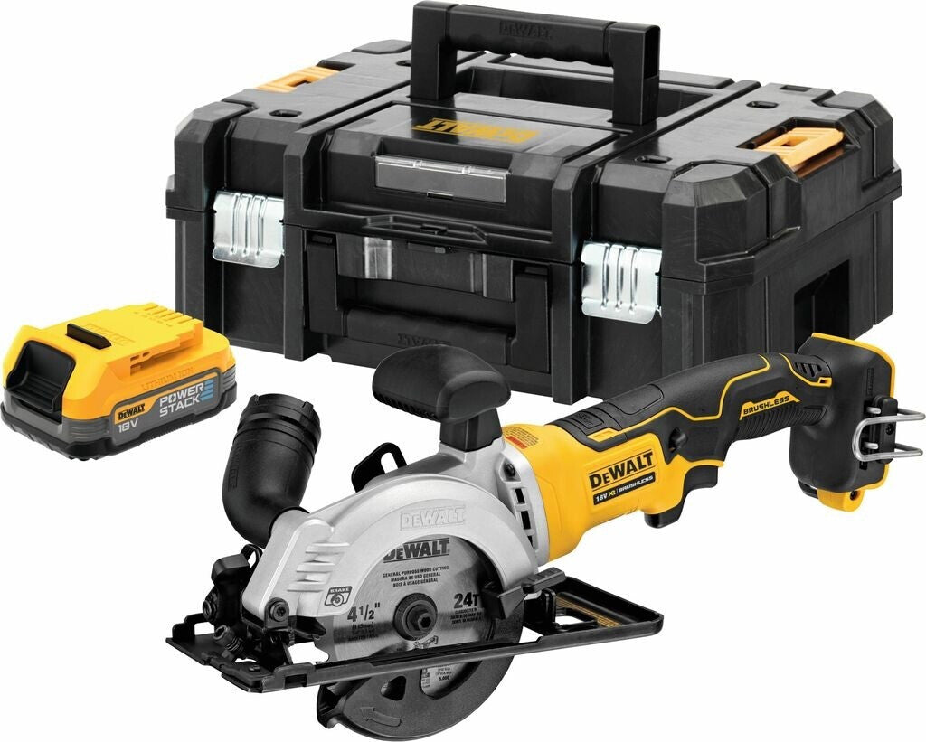 DeWALT DCS571E1T Akku Handkreissäge 115mm bürstenlos 18V Powerstack 1,7Ah Koffer TSTAK