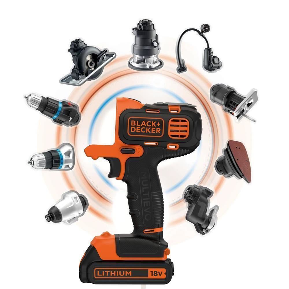 BLACK+DECKER MT218KB Multifunktionswerkzeug Multievo Akku Bohrschrauber 18V 2x Akkus Koffer
