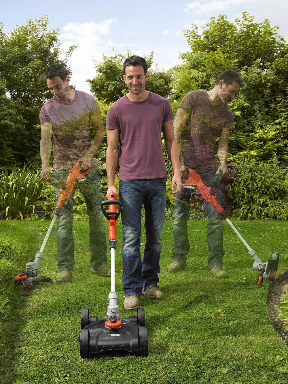 BLACK+DECKER STC1820CM 3in1 Akku 18V 2.0Ah Multi Trimmer Rasenmäher Set Rasentrimmer