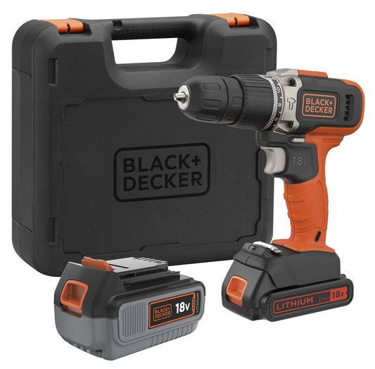 BLACK+DECKER BCD003MEM2K 2-Gang Akku Schlagbohrschrauber 18V 2x Akkus 2Ah 4Ah Koffer