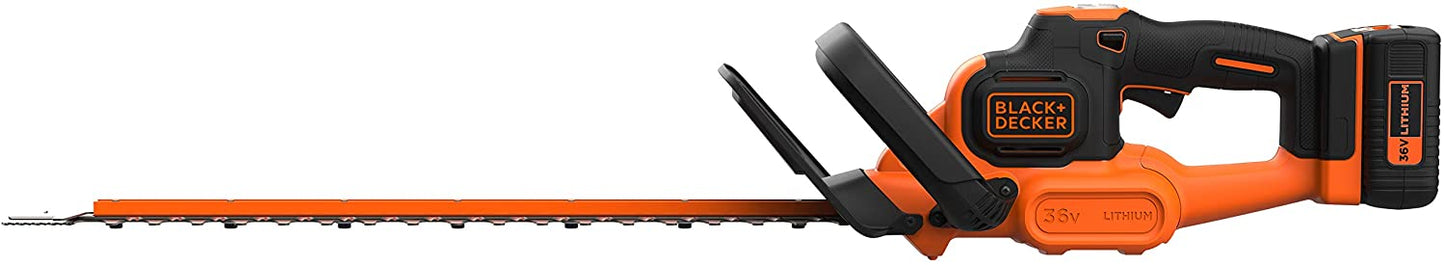BLACK+DECKER BCHTS3625L1 Akku-Heckenschere POWERCOMMAND™ 36V - 2,5Ah Li-ion mit SAWBLADE™ Doppel Klinge 55cm