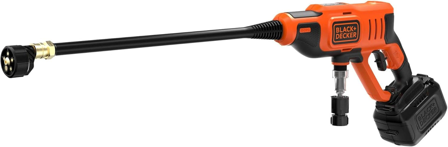 BLACK+DECKER BCPC18D1 Akku Hochdruckreiniger 18V 2Ah 24 bar 5-in-1 Mul­ti­funk­ti­ons­dü­se