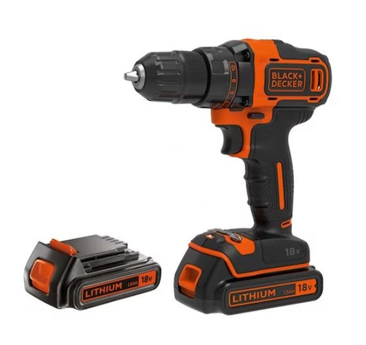 BLACK+DECKER BDCDD186B 2-Gang Akku Bohrschrauber 18V 2x Akkus