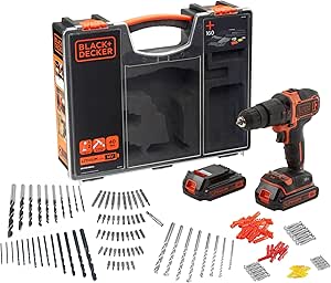 BLACK+DECKER BDCHD18BOA Akku Schlagbohrschrauber 18V 2x Akkus Zubehör 160-tlg.