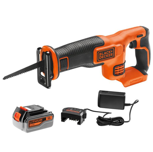 BLACK+DECKER BDCR18M1 Akku Säbelsäge Fuchsschwanz 18V mit Akku 4Ah Ladegerät