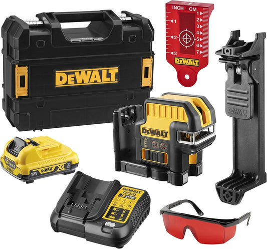 DeWALT DCE0825D1R 5-Punkt-Kreuzlinien Laser ROT 10,8V - 2Ah mit TSTAK Koffer