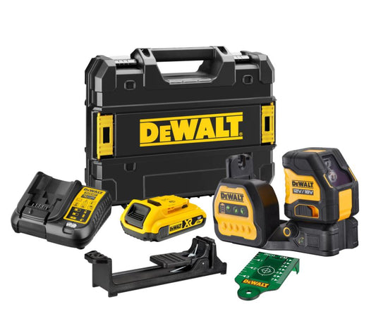 DeWALT DCE088D1G18 Kreuzlinien Laser Grün Selbstnivellierend 12 V & 18V mit TStak-Box und Akku