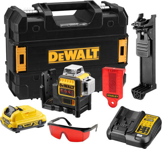 DeWALT DCE089D1R Multilinienlaser Kreuzlinienlaser 3x360° rot 10.8V/2Ah mit Koffer