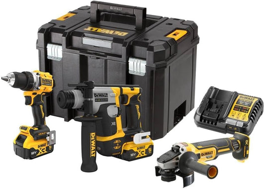 DeWALT DCK355P2T Akku Kombopack 18V 5Ah 3-tlg. Bohrschrauber DCD800 Kombihammer DCH172 Winkelschleifer DCG405 TSTAK Koffer