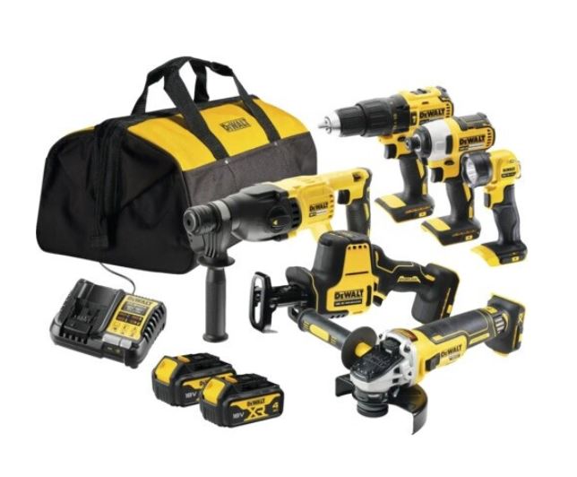 DeWALT DCK607M2 Akku Kombopack 18V 4Ah 6-tlg. DCD778 DCH033 DCS369 DCF787 DCG405 DCL050