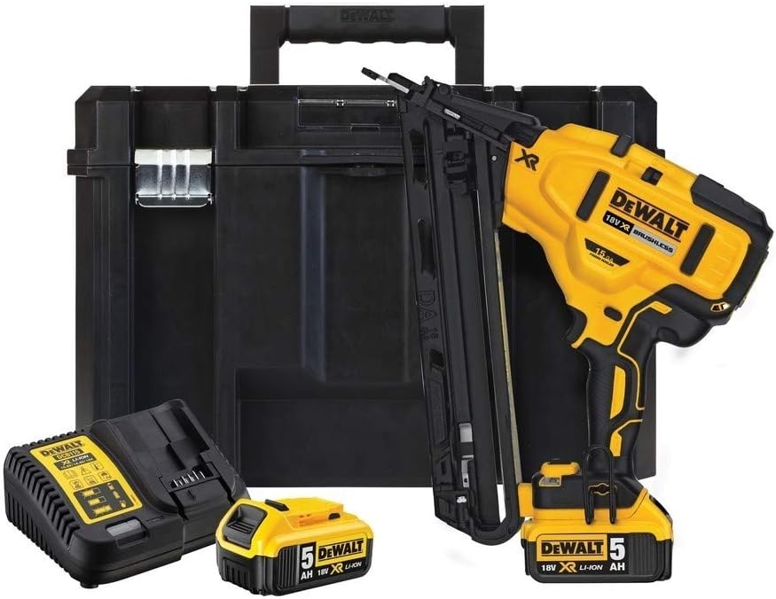 DeWALT DCN650P2 Akku Nagler Stiftnagler bürstenlos 15 Gauge 32-63mm 18V 2x 5Ah Koffer TSTAK
