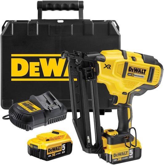 DeWALT DCN660P2 Akku Nagler bürstenlos kabellos 18V 5Ah 63mm 2x Akkus Koffer