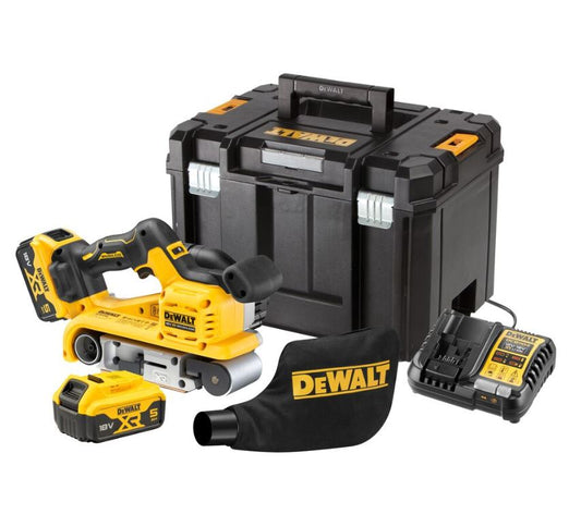 DeWALT DCW220P2 Akku Bandschleifer 18V bürstenlos 75x533 mm 2x 5Ah Li-ion Koffer TSTAK