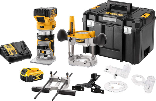 DeWALT DCW604P2 Akku Kombifräse Oberfräse Kantenfräse bürstenlos 18V - 2 x 5Ah TStak-Box