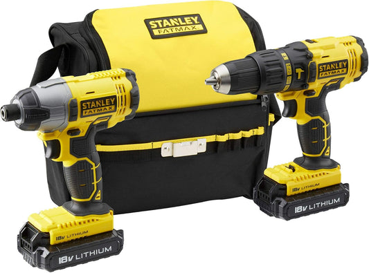 Stanley FMCK465C2S Akku Schlagbohrschrauber 18V Schlagschrauber 1,3Ah - Mit Transporttasche 2x Akkus