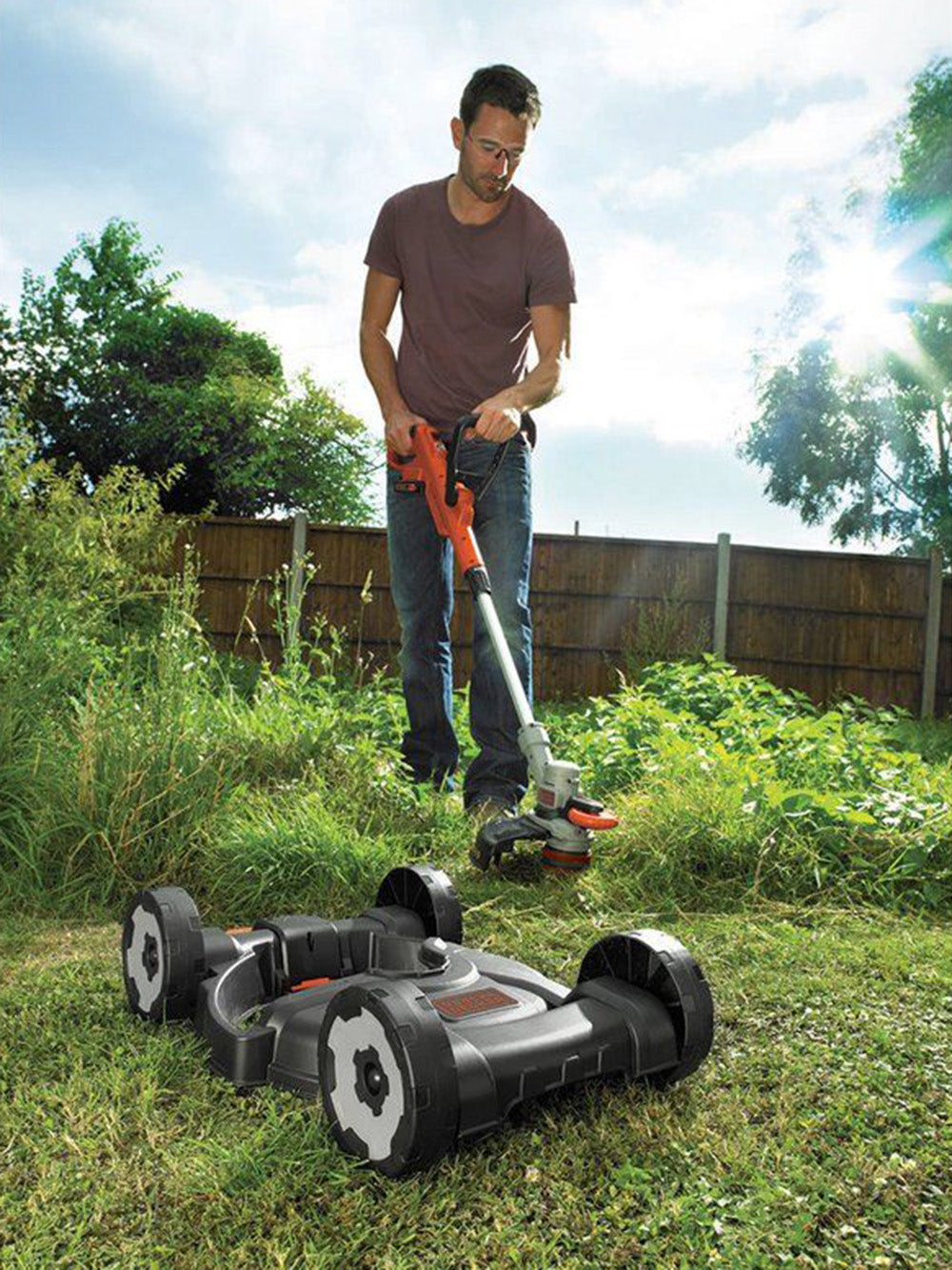 BLACK+DECKER STC1820CM 3in1 Akku 18V 2.0Ah Multi Trimmer Rasenmäher Set Rasentrimmer
