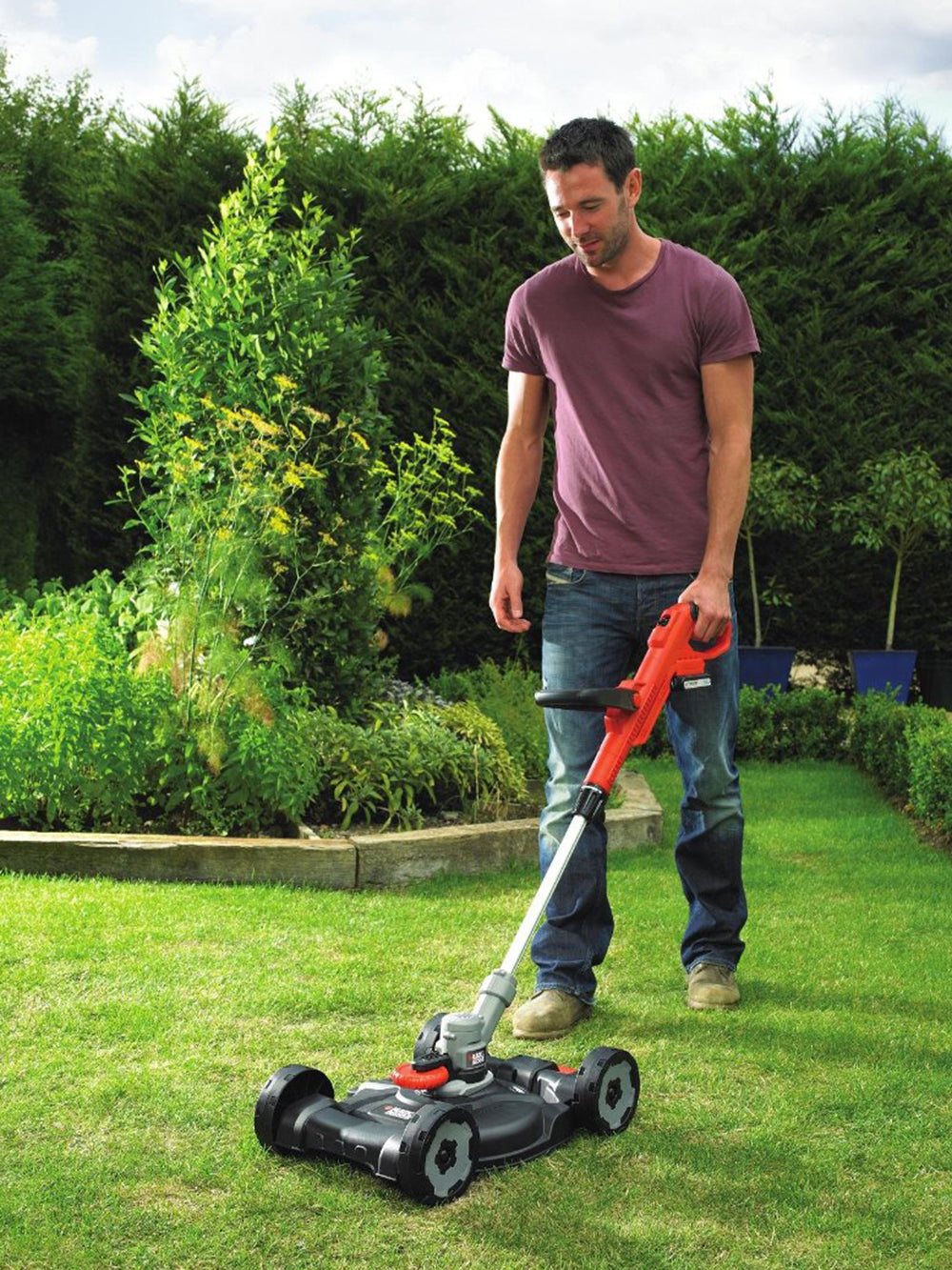 BLACK+DECKER STC1820CM 3in1 Akku 18V 2.0Ah Multi Trimmer Rasenmäher Set Rasentrimmer